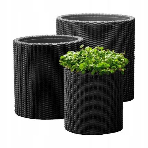  Keter virágcserép 43,7 cm x 43,7 x 44,3 cm átmérő 43,4 cm műanyag szürke és ezüst árnyalatok