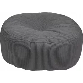 Pouf kerek henger lábtámasz, szürke kordbársony 47x20cm