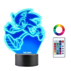   Gyermek éjszakai lámpa - 3D Led Sonic éjszakai lámpa NÉV gravírozású ajándék