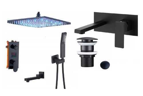 Zuhany készletek - Fekete zuhanycsaptelep - 40 LCD LED - szett