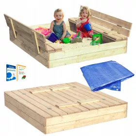   Homokozó - Fából készült homokozó 120x20cm zárt + ponyvás