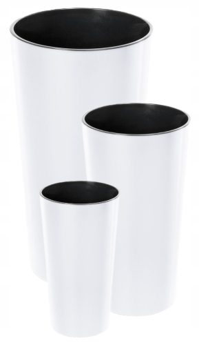  Lamela virágcserép 25 cm x 25 x 47 cm átmérő 25 cm műanyag fehér + 2 egyéb termék