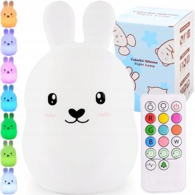   Gyermek éjszakai lámpa - LED -es éjjeli lámpa nyúl többszínű RGB pilóta