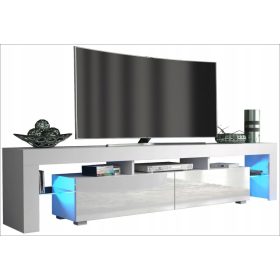   Asztal asztali asztal RTV szekrény 200 cm fehér/fehér fényes E036