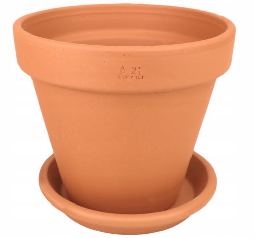  Degrea virágcserép 21,3 cm x 21,3 x 19 cm átmérő 21 cm kerámia natúr, terrakotta + Degrea virágcserép állvány 19 cm kerámia