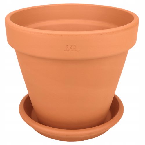  Degrea virágcserép 23,3 cm x 23,3 x 20,7 cm átmérője 23 cm natúr kerámia, terrakotta + Degrea virágcserép állvány 21 cm kerámia