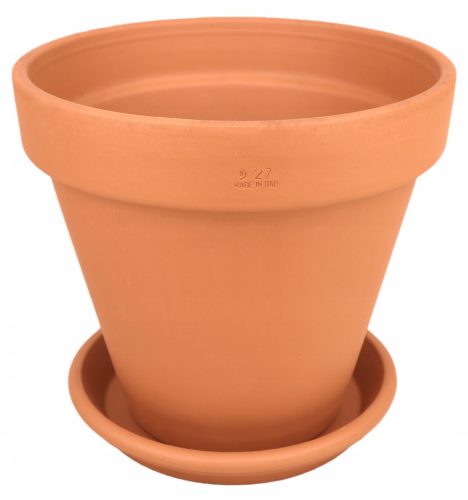  Degrea virágcserép 27 cm x 27 x 24,5 cm átmérője 27 cm natúr kerámia, terrakotta + Degrea virágcserép állvány 23 cm kerámia
