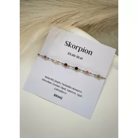  Skorpió csillagjegyű karkötő, aranyozott