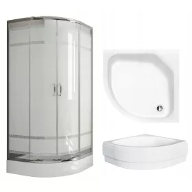   Sanplast NEVIDA zuhanykabin dupla ajtók, toló 80 x 80 cm + Besco Diper 2 félkör alakú zuhanytálca 80 x 80 cm
