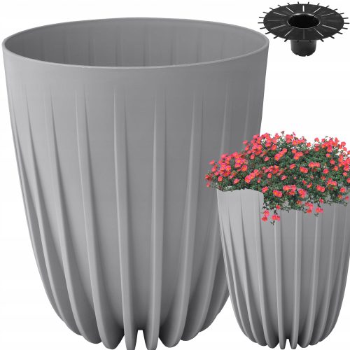  Lamela virágcserép 30 cm x 30 x 35,6 cm átmérő 30 cm műanyag szürke és ezüst árnyalatok