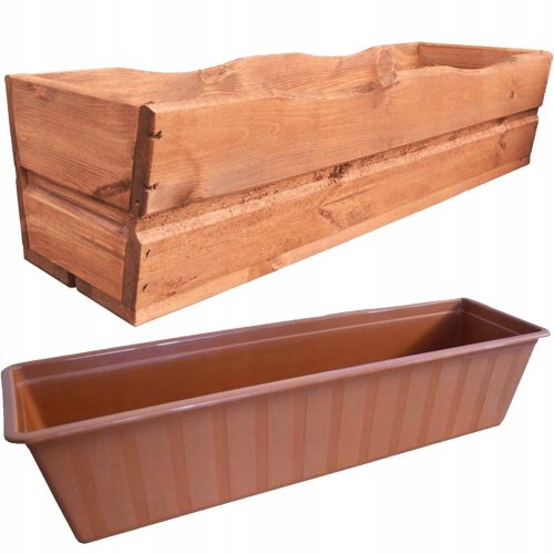 Virágcserepek - Prosperplast virágcserép 64 cm x 64 x 17 cm terrakotta fa
