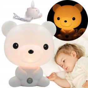   Gyermek éjszakai lámpa - Éjszakai lámpa gyermekeknek vezette medve fehér mackó medve a foglalathoz