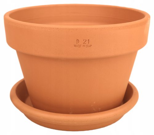  Degrea virágcserép 21,9 cm x 21,9 x 15,2 cm átmérője 21 cm natúr kerámia, terrakotta + Degrea cseréptartó 21 cm kerámia