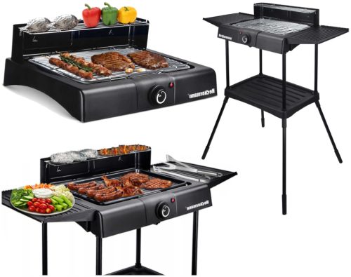  ELEKTROMOS ÁLLÓGRILL 3 az 1-ben Álló kerti grill erkély teraszra 2400 W