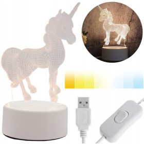   Gyermek éjszakai lámpa - 3D LED UNICORN ÉJSZAKAI LÁMPA EGYSORVÍZ FORMÁBAN