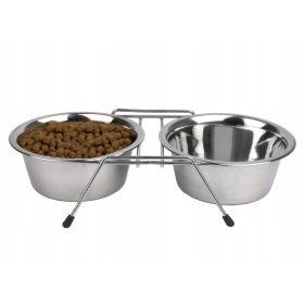  Kutya tál - Tálak egy kutyaállványon 2x 800 ml fém tálak