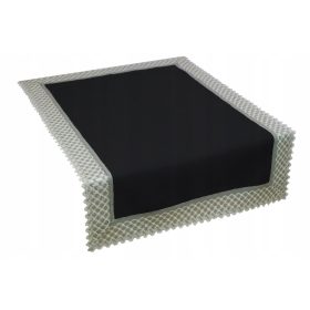   Abrosz, futó - Asztali futó fekete, krémszínű, szürke árnyalatok, ezüst, tarka 160 x 50 cm