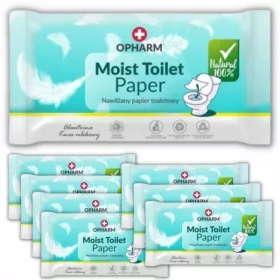   Vécé papír - Hidratált WC -papír Opharm törlőkendők csomagja