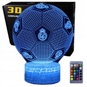   Gyermek éjszakai lámpa - 3D LED USB éjszakai lámpa FC Real Madrid Football