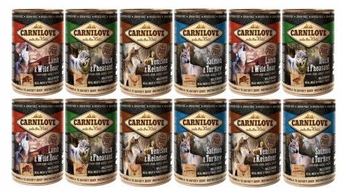 Nedves kutyaeledel - Carnilove ízek keveréke egy kutya 12x400g -hoz