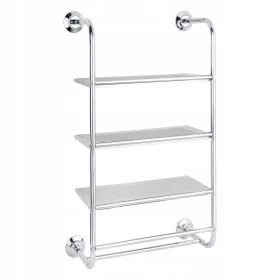    Falra szerelhető fürdőszobai polc, 3 polc, törölközőtartó