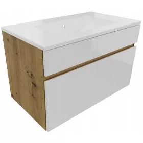  Stella 80 tölgy/FEHÉR függesztett mosdószekrény