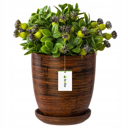  Palack virágcserép 29 cm x 29 x 30 cm átmérő 29 cm kerámia barna és bézs árnyalatok