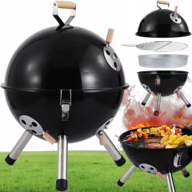   Faszenes grill - Kerek kerti szénrács hordozható borítóval