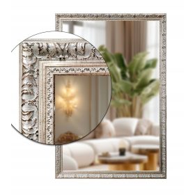  Ezüst tükör, téglalap alakú, faragott, dekoratív