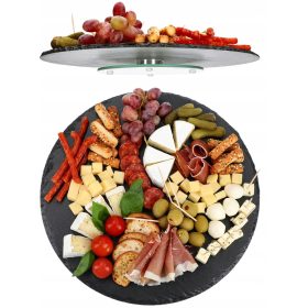 Tortatartó - Barna forgatható tálaló tányér 30 cm-es