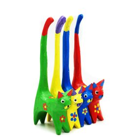   Figura, szobrocska - MACSKA CICA FA 4 SZERES KÉSZLET MACSKA KAT