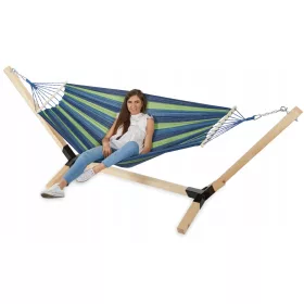   Függőágy - Xxl set fából készült keret 150 kg függőágy 220x150cm
