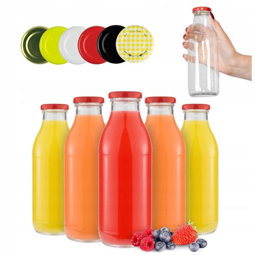  45x KUBUŚ 500 ml-es üveg palack gyümölcsléhez, 0,5 literes gyümölcslé
