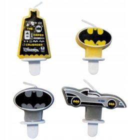   Gyermek születésnapi gyertyák - Batman DC Batmobil gyertyák gyertyák licenc x4