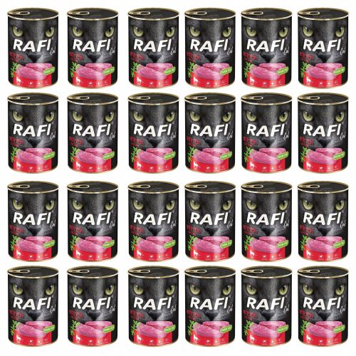 Konzerv macskáknak - Rafi nedves étel a 24x400g macska borjúhúshoz