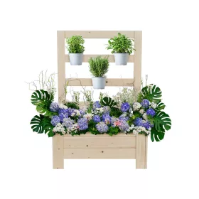 Mini üvegház - Nagy kerti edény fa pergola 120x38x38