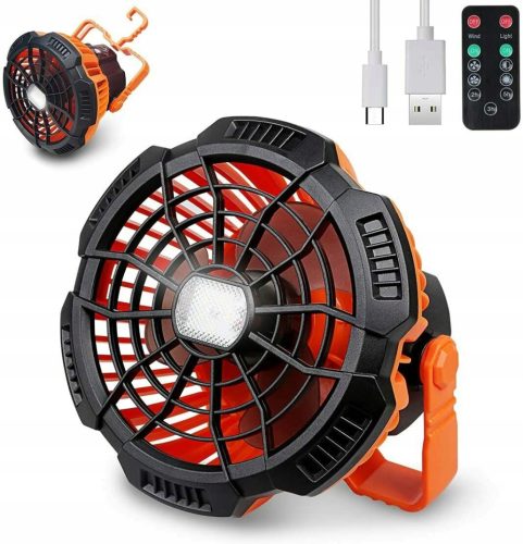 Ventilátor - Lámpa ventilátor 2in1 kemping mobilteljesítmény Haki -val