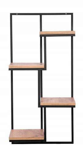 Virágtartó - Fém függő virágtartó, padlás, fekete, 4 polc, asztallap