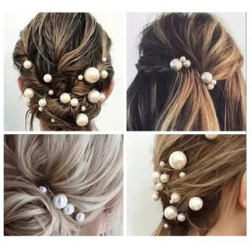   Gyermek hajcsat - esküvői haj konty rózsa arany gyöngy dekoráció