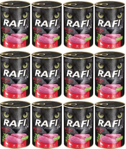 Konzerv macskáknak - Rafi macska nedves étel macskának a borjúhúsból 12 x400g