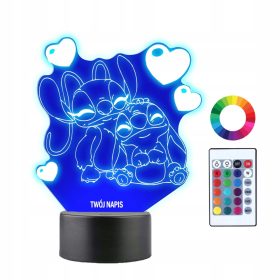   Gyermek éjszakai lámpa - 3D LED Stich éjszakai lámpa és angyal ajándék neve