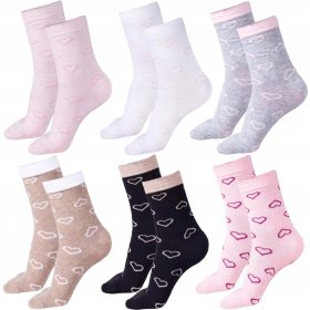   Gyermek zokni, térdzokni - 6-Pack Girls 'Socks School Hearts 35-38