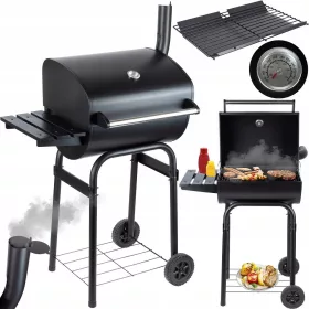   Faszenes grill - SZÉN Kerti grillsütő kerekeken lévő FEDŐpolccal