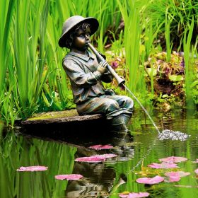   Jatierka dekoráció - Fiú egy szökőkútval fuvola dekorációs dekorációval XL