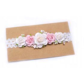   Gyermek fejpánt - Fejszalag keresztelő koszorú a kereszteléshez fehér