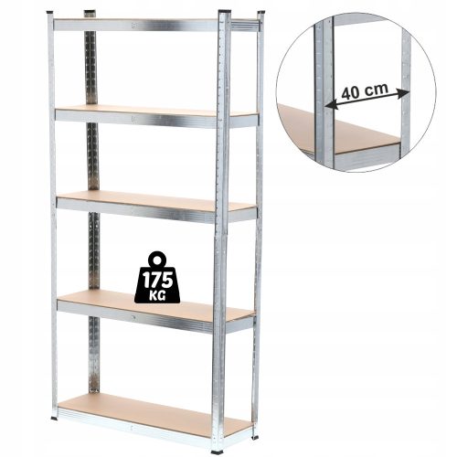 Chomik fém raktári polc 180 x 90 x 40 cm max 175 kg polconként