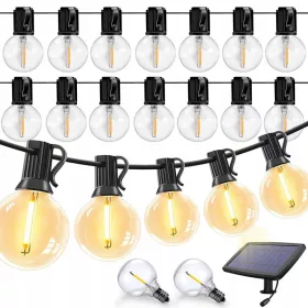   Fényfüzérek - LED -es napelemes lámpák 10 m + 30x LED izzó