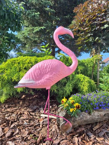  Kerti figura Flamingo rózsaszín madár hajtott, álló nagy dísz