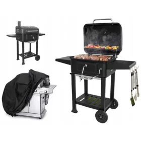 Faszenes grill - Nagy szén kerti grill burkolata + fedél