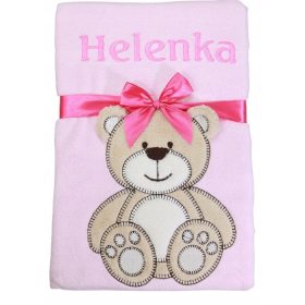   Baba takaró - Takaró névvel és mutatóval -75x100 cm - Rózsa hímzés